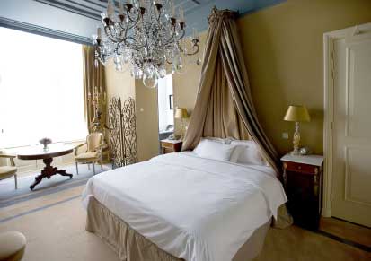Designer Bedroom with Decorative Chandelier