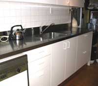 Kitchen counter top - Stainless Steel Counter or Bench Top with formed sink and wall upstand.