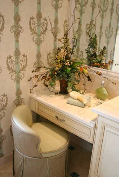 bathroom wall finishes - wallpaper used in this bathroom.