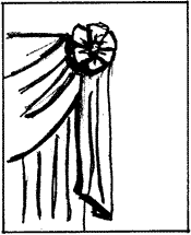 Decorative curtain - Rosettes to decorate the swag and tail arrangement.