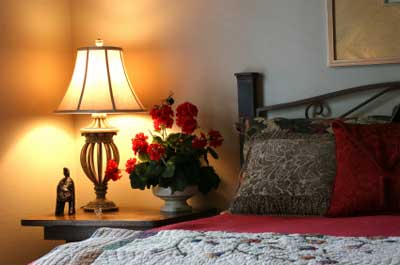 Interior design tips - Flowers are always a personal touch in a guest room. 