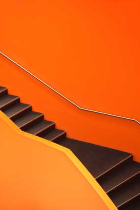 orange stair - dynamic contemporary modern orange staircase