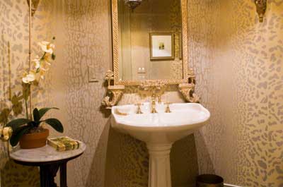 Powder room - gold washroom