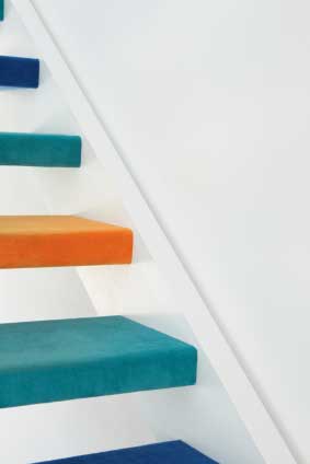 open riser color stair - Colored stair treads create a fun stair.